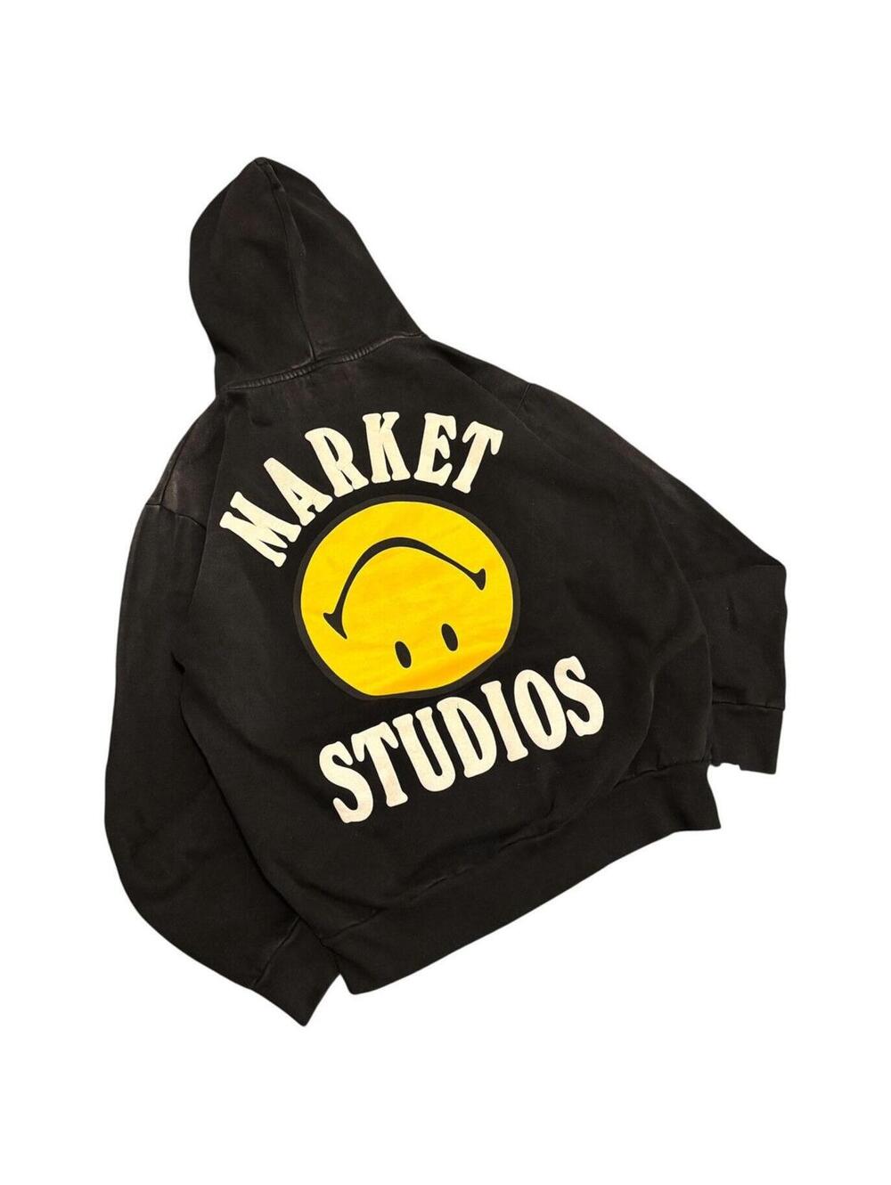 Market Studios Washed Black Smiley Hoodie